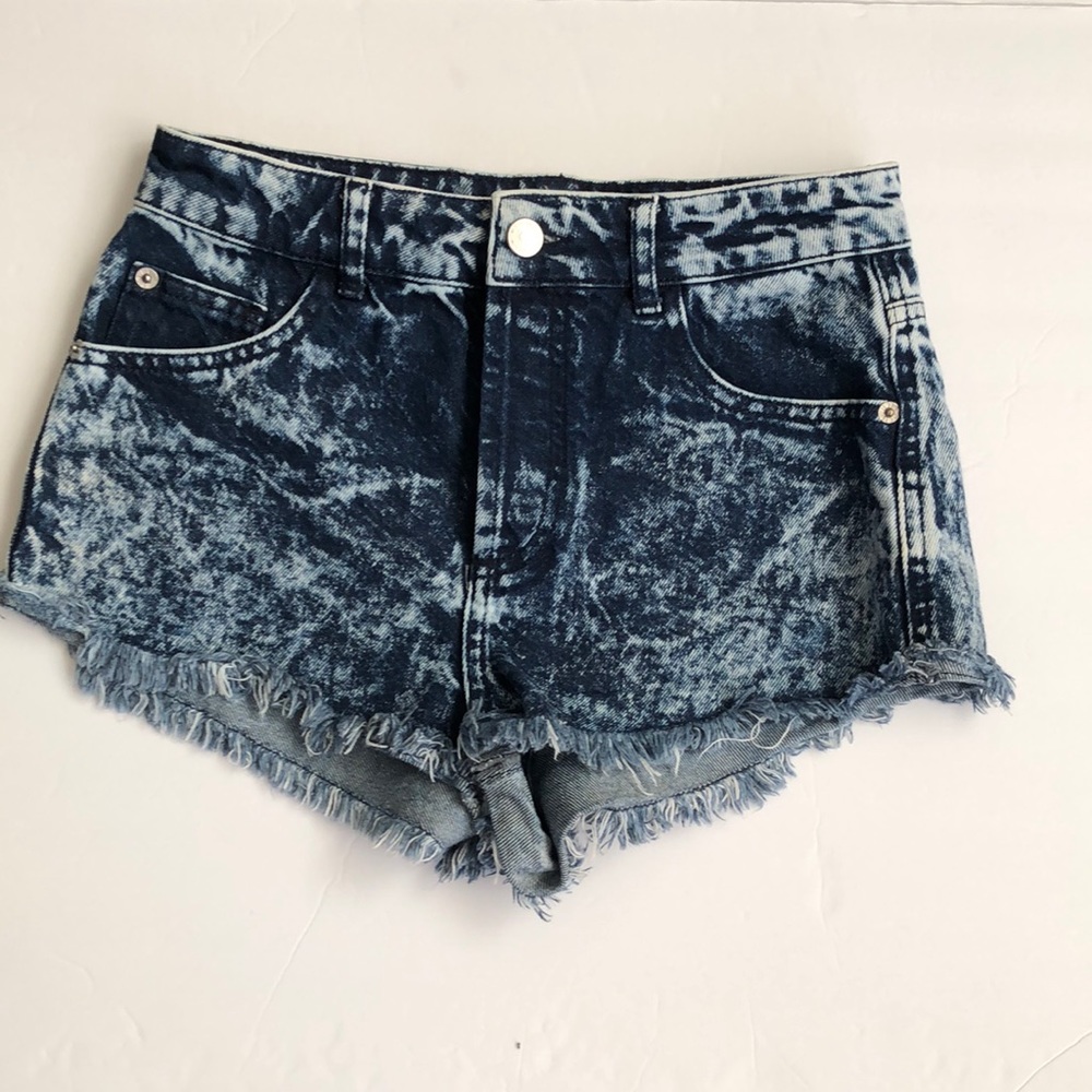 Topshop Blue Acid Wash Jean Shorts
